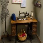 display of old singer sewing table