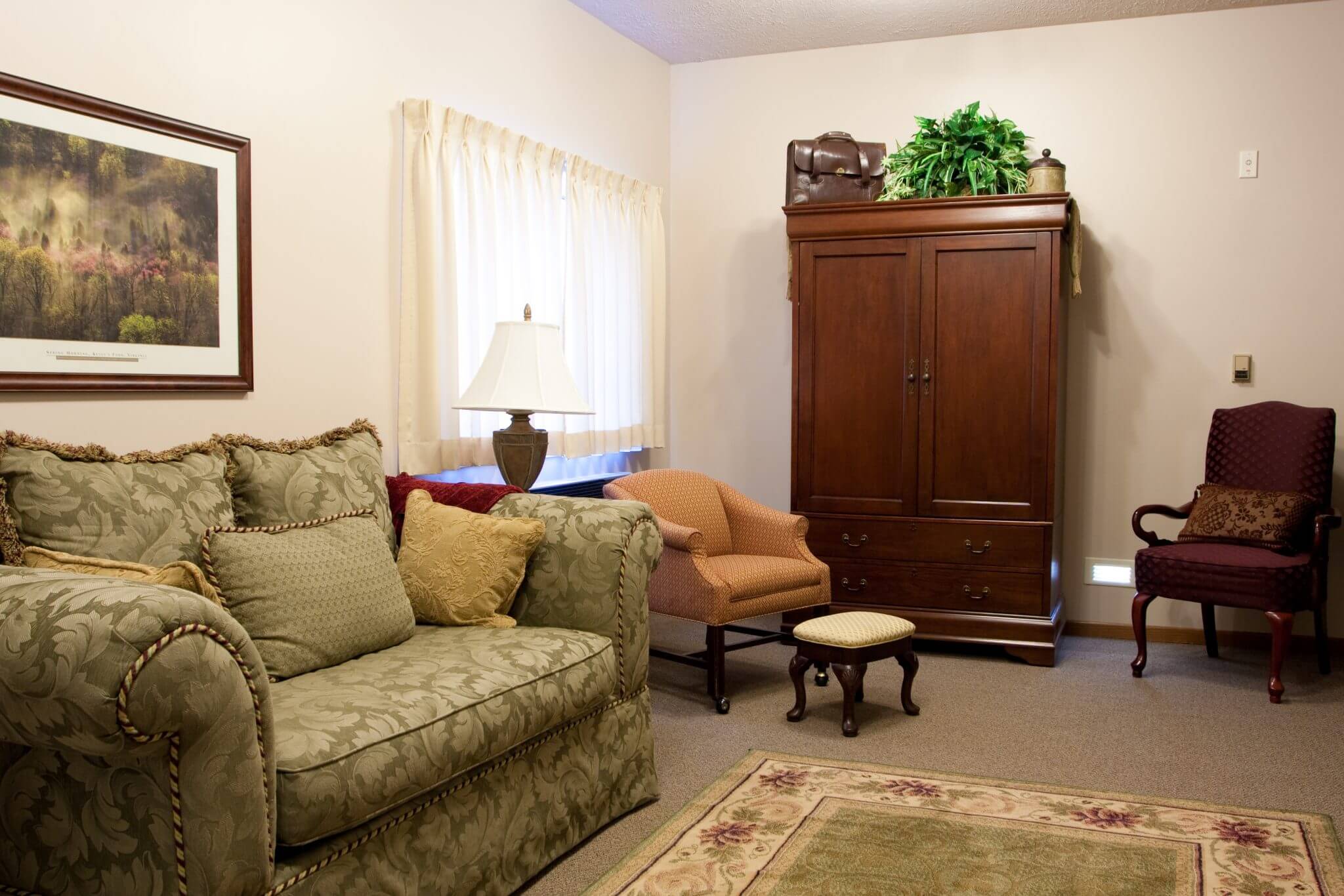 interior shot of seating area in well lit room