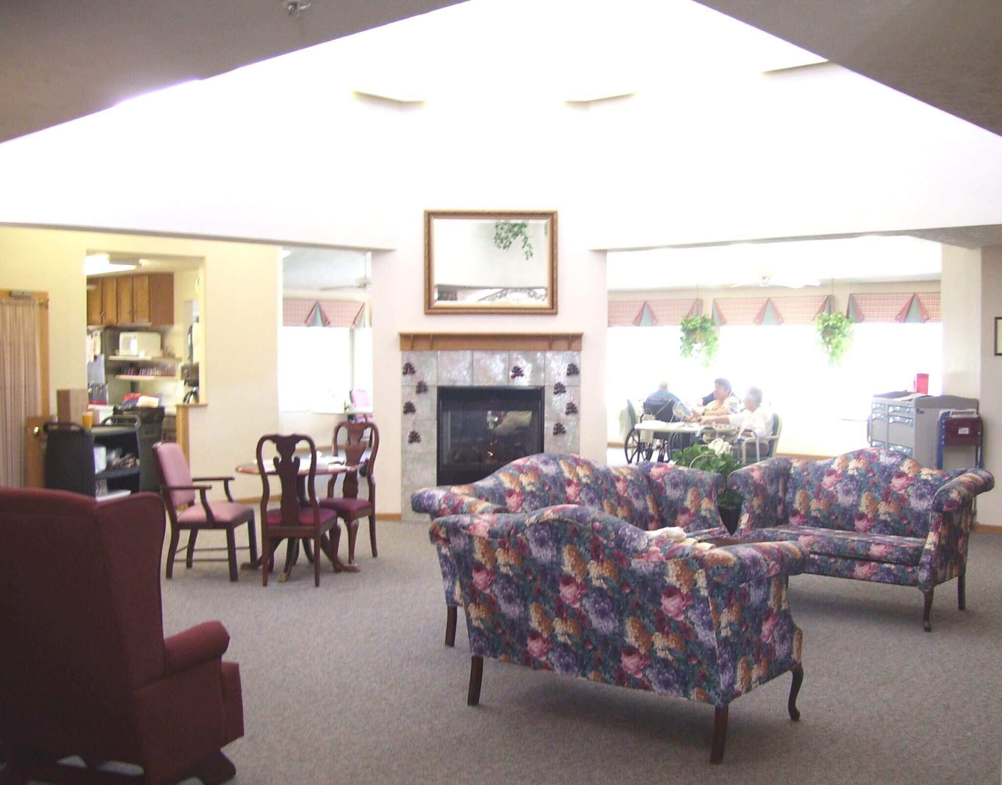 seating area in front of fireplace