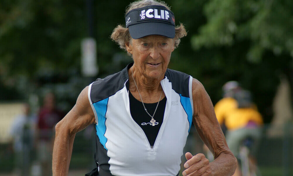 sister madonna buder running a marathon, showing she's not too old