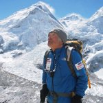 senior mountain climber on climb of everest